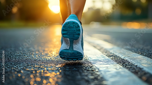 Runner's Feet on Asphalt Ro...