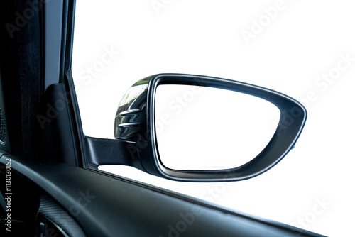 Blank wing mirror of a car Isolated on white background clipping path