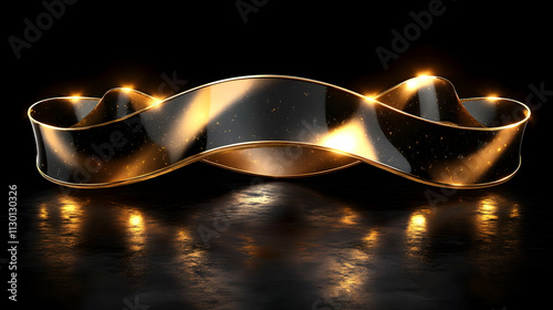 Elegant Black Gold Ribbon D...