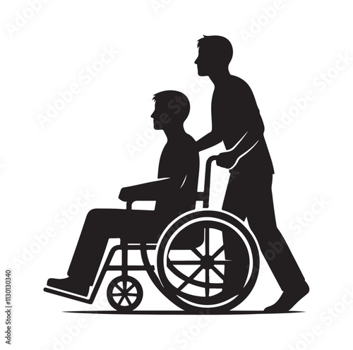 Handicapped and wheelchair person Silhouette vector illustration