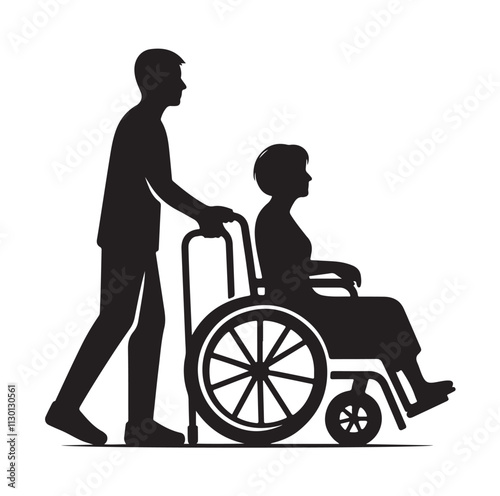 Handicapped and wheelchair person Silhouette vector illustration