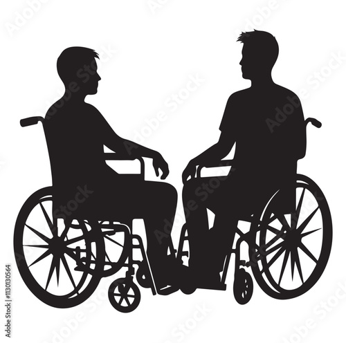 Handicapped and wheelchair person Silhouette vector illustration