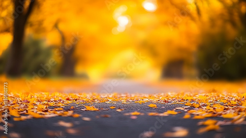Autumn Road: Golden Leaves ...