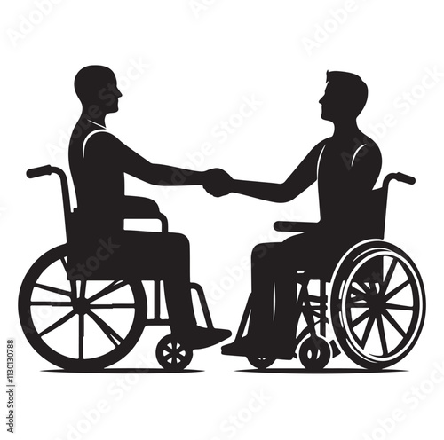 Handicapped and wheelchair person Silhouette vector illustration