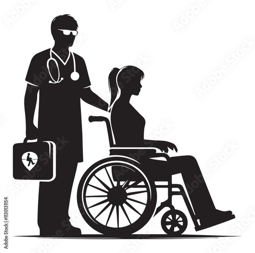 Handicapped and wheelchair person Silhouette vector illustration