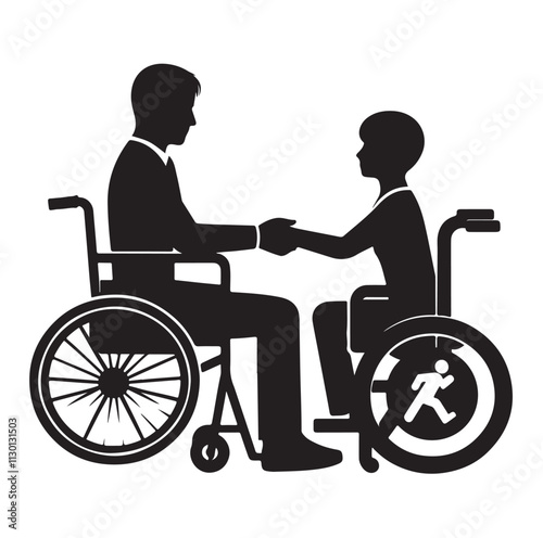 Handicapped and wheelchair person Silhouette vector illustration