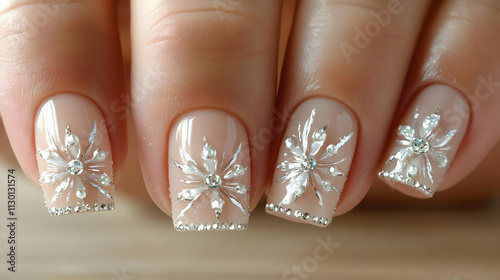 Elegant Snowflake Nail Art ...