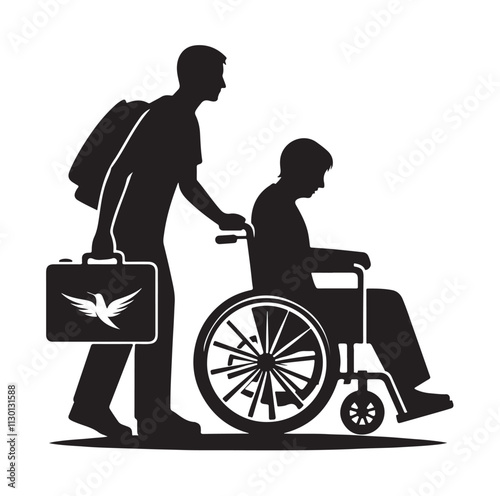 Handicapped and wheelchair person Silhouette vector illustration