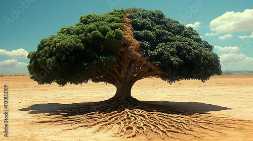Mighty Tree's Roots in Dese...