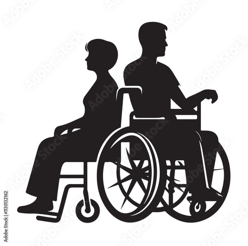 Handicapped and wheelchair person Silhouette vector illustration