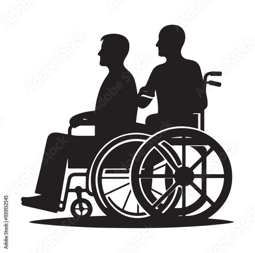 Handicapped and wheelchair person Silhouette vector illustration