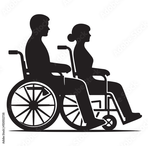 Handicapped and wheelchair person Silhouette vector illustration