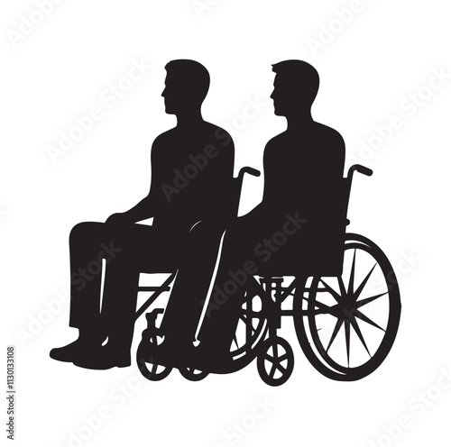 Handicapped and wheelchair person Silhouette vector illustration
