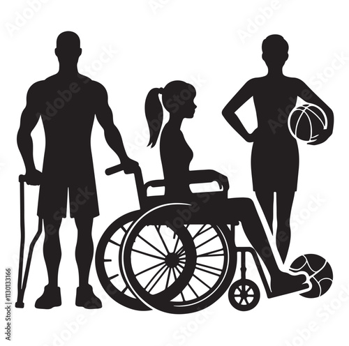 Handicapped and wheelchair person Silhouette vector illustration