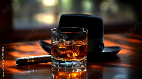 Whiskey, Ice, Cigar, Hat: R...