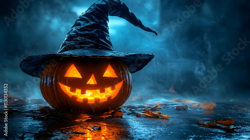 Jack-o'-lantern with Witch ...