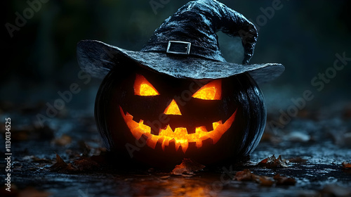 Spooky Jack-o'-lantern with...