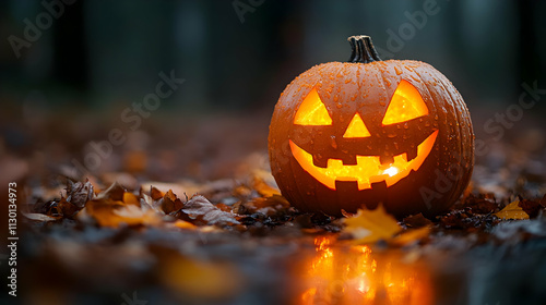 Glowing Jack-o'-lantern in ...