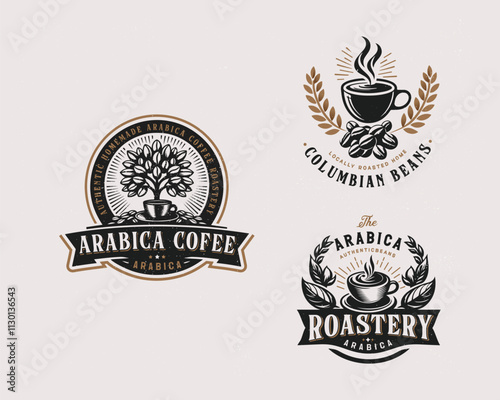 Set vintage Arabica Coffee Barista logo template for food and beverages business company