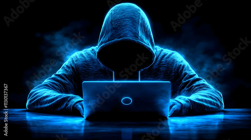 Cyber Hacker Uses Laptop Se...