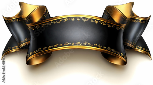 Elegant Black & Gold Ribbon...