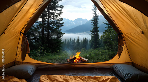Camping Tent View: Mountain...