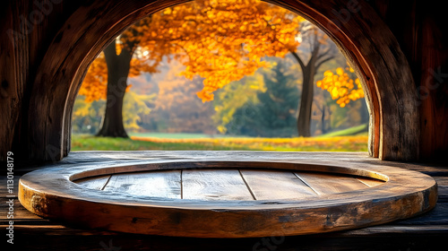 Autumn Park View: Wooden Ta...