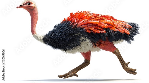 Cartoon Ostrich Running, 3D Render, Bird - Cartoon/Stylized Animals photo