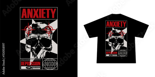 Aesthetic illustration of skul pontilism style Streetwear t shirt design, vector graphic, typographic poster or tshirts street wear and Urban style
