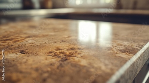 Close Up of Brown Granite Countertop photo