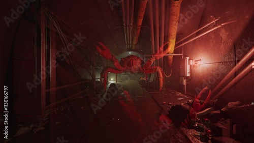 Scary crab dream. Nightmare crab from the depths.