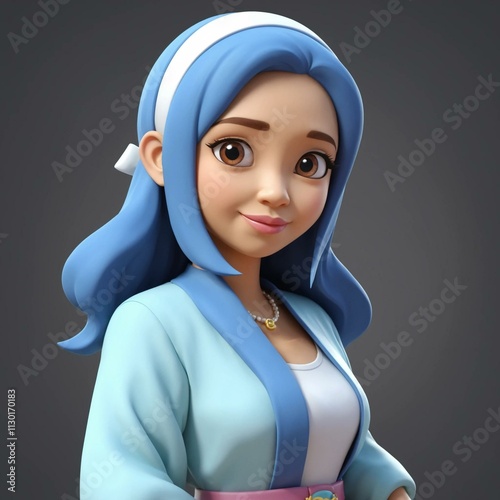 3D Cartoon Female Teacher Character with Transparent Background, Generatif AI
