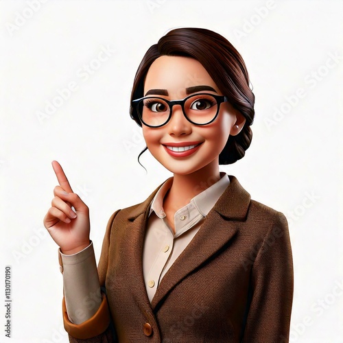 3D Cartoon Female Teacher Character with Transparent Background, Generatif AI