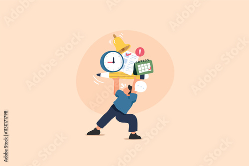 Multi tasking and Task Management with Clock and Envelope Illustration.