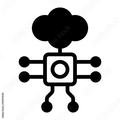 Cloud Server Glyph Icon