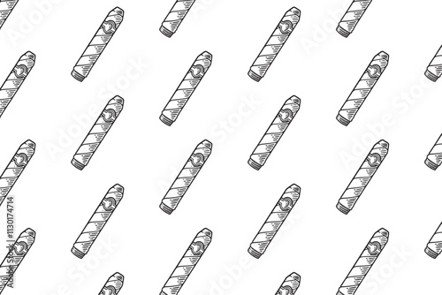 retro smoking cigar doodle seamless pattern on white background for decor, merchandise. cigarette engraving isolated vector pattern background. seamless pattern of cuban cigars background. 