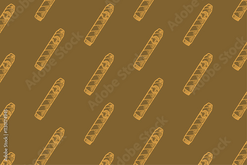 smoking cigar retro doodle seamless pattern on brown background for decor, merchandise. cigarette engraving isolated vector pattern background. seamless pattern of cuban cigars background. 