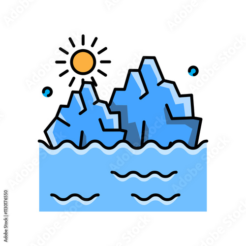 Made in uk Sunny Day at the Arctic Icebergs: A Stunning Illustration of Polar Landscape