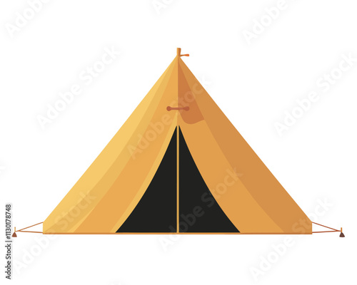 A flat vector illustration of camping travel tent cartoon drawing isolated on background