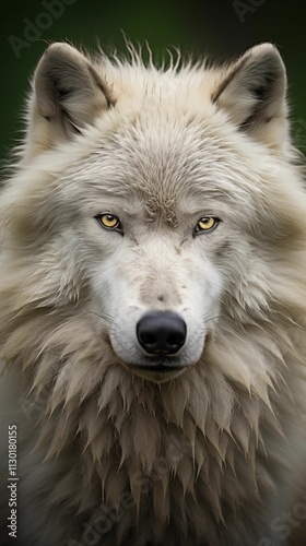 close shot of arctic wolf head background, wallpaper for mobile, 9:16 ratio. Generative ai.