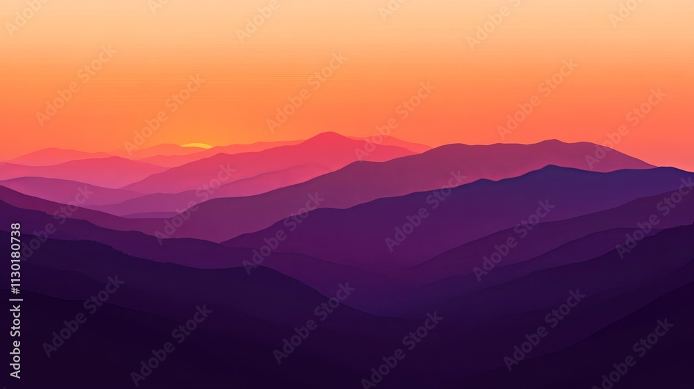 Obraz premium Sunset Gradient: A plain gradient transitioning from warm orange to soft purple. 