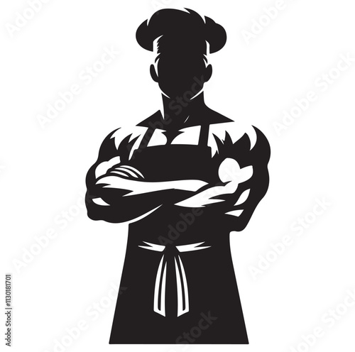 butcher pose Silhouette vector illustration