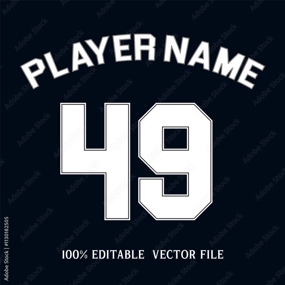 Obraz premium Jersey numberPlayer name printable text effect editable vector
