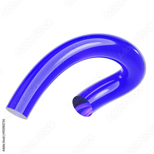 3D Abstract Blue Glass Curved Pipe 