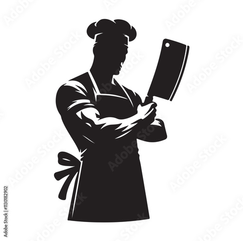 butcher pose Silhouette vector illustration