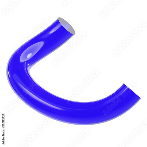 3D Abstract Blue Glass Curved Pipe 