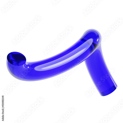 3D Abstract Blue Glass Curved Pipe 