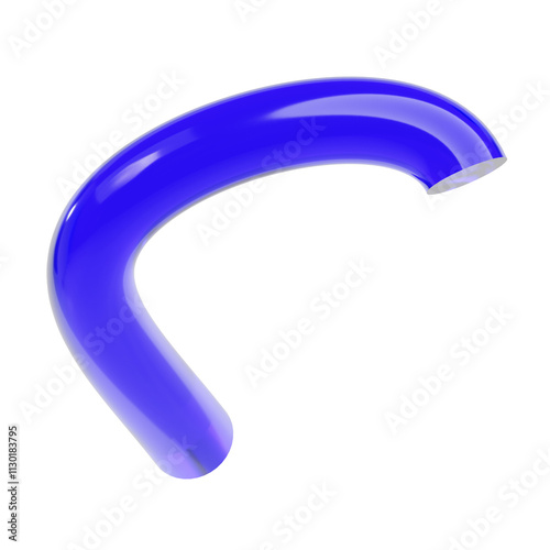 3D Abstract Blue Glass Curved Pipe 