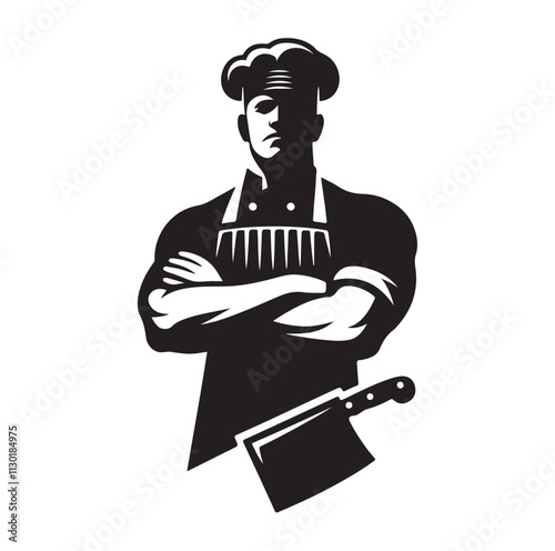 butcher pose Silhouette vector illustration