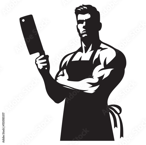 butcher pose Silhouette vector illustration